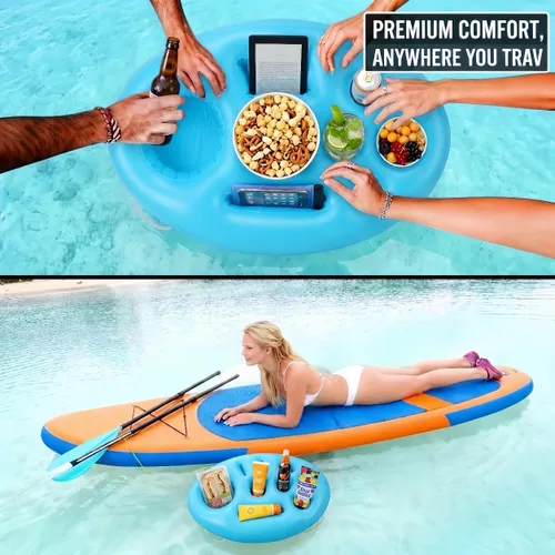 Vista 5 de Inflatable Pool Drink Holder with Large Capacity, Floating Drink Float for Hot Tub, Pool, Beach & Party - Holds Drinks, Phones & Snacks, Easy