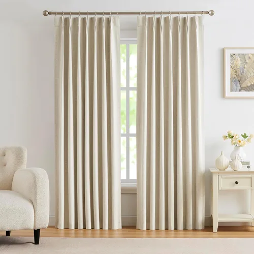 Vista 13 de Kayne Studio Cortinas opacas plisadas para sala de estar y dormitorio, habitación de bebé, cortinas con aislamiento térmico para oscurecer la Natural