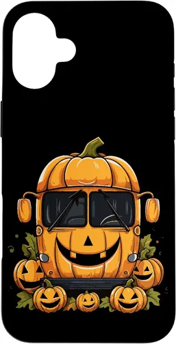 Vista 22 de iPhone 16 School Bus Pumpkin Halloween Driver Pumpkins Ride Spooky Fun Case