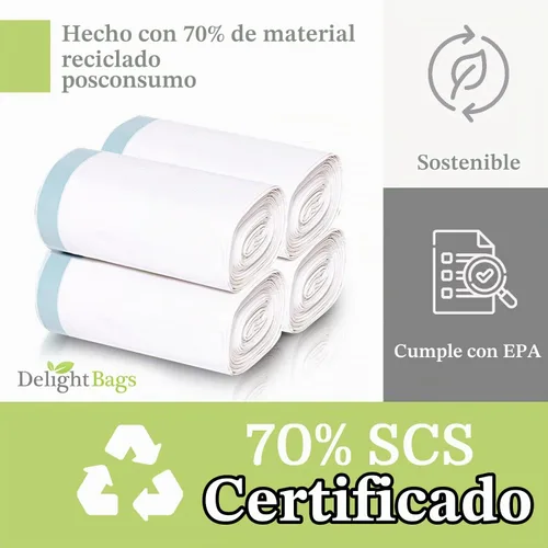 Vista 3 de Bolsas de basura compatibles con Simplehuman Code H, 200 unidades, ecológicas, con cordón blanco, fabricadas en los Estados Unidos con un 70%