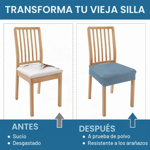 Vista 7 de Smiry Fundas de asiento impermeables para sillas de comedor, sin fundas traseras