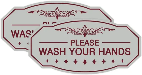Vista 35 de Signs ByLITA Letrero Victoriano Please Wash Your Hands (Negro) - Pequeño