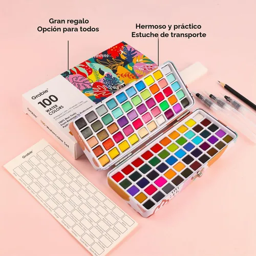 Vista 2 de Grabie Watercolor Paint Set of 100 Color with Brush Pens
