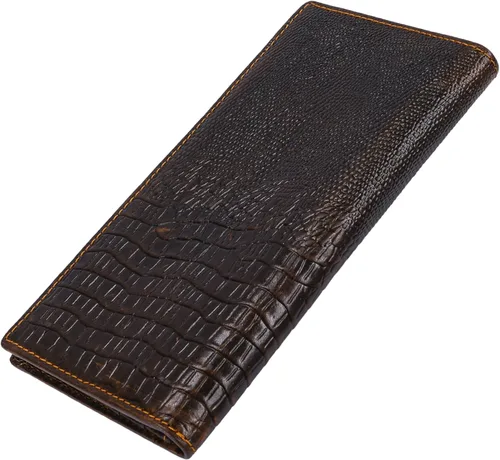 Vista 3 de Itslife Billetera larga con diseño de RFID vintage para hombre Aligater Brown Vintage