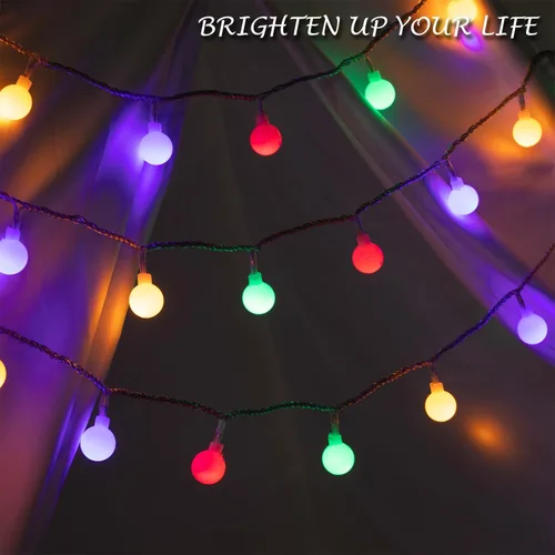 Vista 4 de Ogrmar Luces de Cadena de 49 pies con 100 Bombillas LED Globo 8 Modos Luces de Hadas con Control Remoto, Función de Temporizador y Conectable