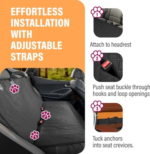Vista 3 de Active Pets Funda de Asiento Trasero Beige XL para Perros, Hamaca para Coche, Protector Impermeable para Asiento Trasero de Camiones, Banco Trasero