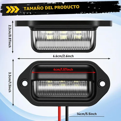 Vista 2 de Mudder Paquete de 8 luces LED de matrícula de 12 V, 6 LED, impermeables, luces traseras para camión, SUV, remolque, RV, camiones y barcos