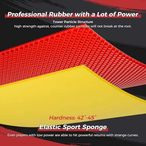 Vista 3 de Esponja de goma de PingPong rojo/negro de 0.087 in de repuesto para bate de tenis de mesa, accesorios de 2 unids/set