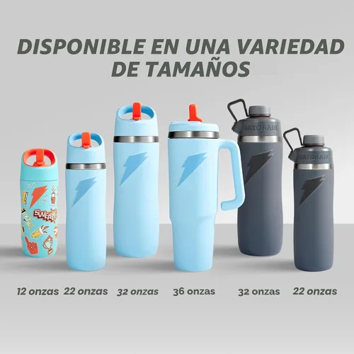 Vista 7 de Botella de agua de acero inoxidable Gatorade "Overtime" de 32 onzas, tapa de rosca, gris