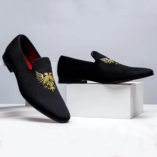 Vista 5 de Jousen Mocasines de terciopelo para hombre, zapatos de vestir, suaves, vintage, de lujo, para boda, fiesta, baile de graduación para hombres