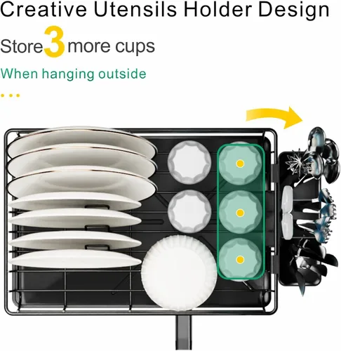 Vista 8 de GSlife Escurridor de platos y vaporizador de huevos, pequeño escurridor de platos con bandeja de drenaje y salvamanteles de acero inoxidable