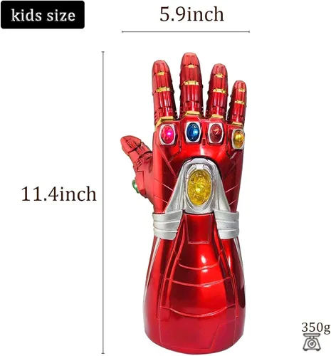 Vista 2 de Guantes de guantelete de 4 Infinity de Revenge Iron Man con luces LED con imán extraíble Infinity Stones-3 modo de flash rojo