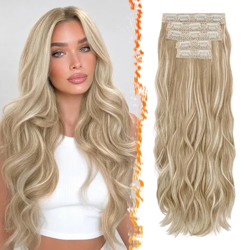 Vista 20 de BARSDAR 24 Inch Synthetic Layered Loose Wavy Black Clip in Hair Extensions