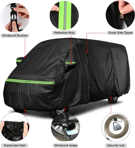 Vista 2 de Cubierta impermeable personalizada de cobertura completa para camioneta para Ram ProMaster y Ford Transit Van 2014-2024 con techo bajo