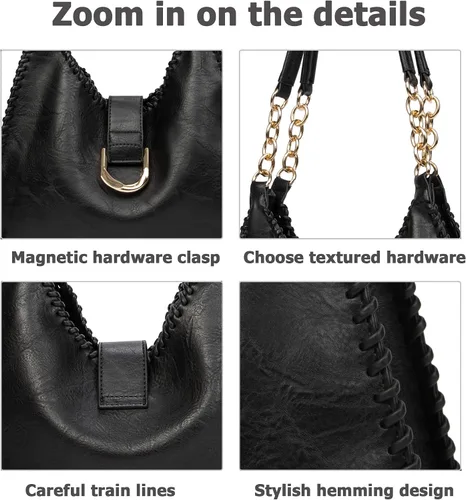 Vista 5 de Sweetovo Bolsas de mano para mujer, juego de bolsos vintage, de cuero vegano, bolsa mediana y bolso cruzado para viajes