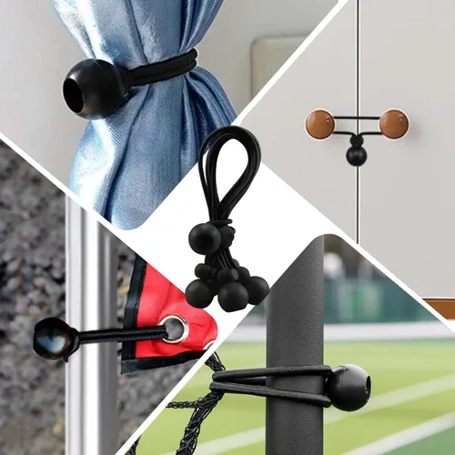 Vista 7 de Correas elásticas universales MARRTEUM Ball, cuerdas elásticas multiusos para tiendas de campaña, toldos, lona (12 piezas, negro) Multipurpose