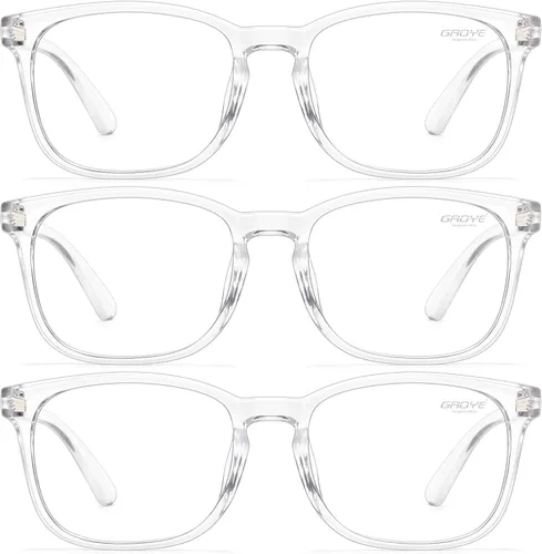 Vista 15 de Gaoye - Paquete de 3 anteojos de bloqueo de luz azul, falsos, cuadrados, de moda, anti rayos UV, para computadora, juegos, para mujeres/hombres