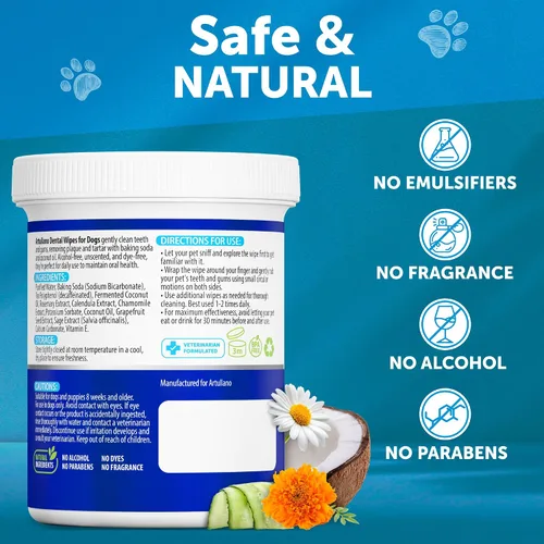 Vista 5 de Toallitas dentales para los dedos de los perros, 50 unidades, toallitas 2-Blanco