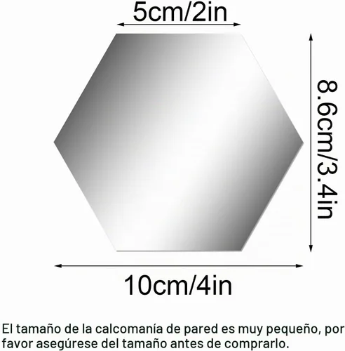 Vista 2 de Shappy 32 piezas de pegatinas de espejo de pared en forma de hexágono extraíbles, pegatinas de espejo de acrílico plateado en forma de panal