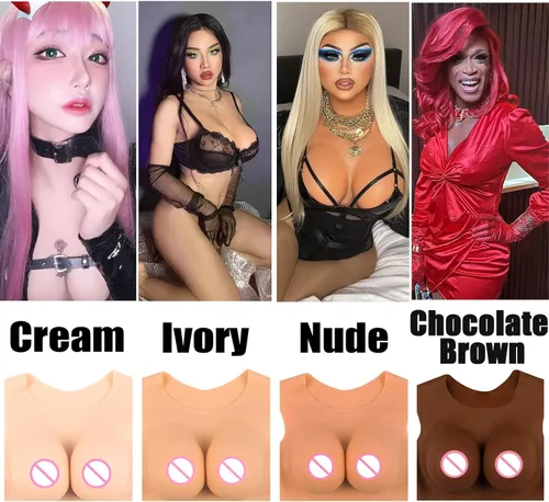 Vista 5 de SHMCOFE Silicone Breast Forms Silicone Breastplate C-G Cup Fake Breasts For Dragqueen Crossdresser 2nd