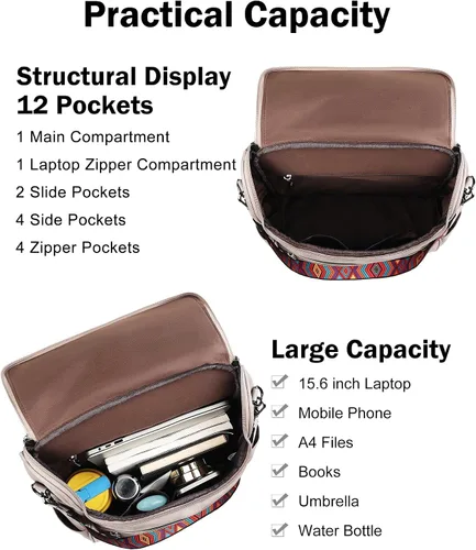 Vista 9 de FADEON Bolsos cruzados para mujer y mochila para laptop Colección Gris