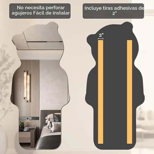 Vista 2 de iCAGY Espejo inastillable autoadhesivo de cuerpo completo acrílico