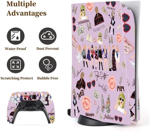 Vista 2 de Christmas P-S5Play-station Disc Edition - Protectores de piel para consolas y controladores duraderos sin burbujas, accesorios para P-S5