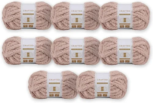 Vista 52 de Crafted By Catherine Hilo de Chenille Grueso - Paquete de 2 (8 oz / 227 g, 31.7 Yardas Cada Madeja), Beige, Calibre 7 Jumbo