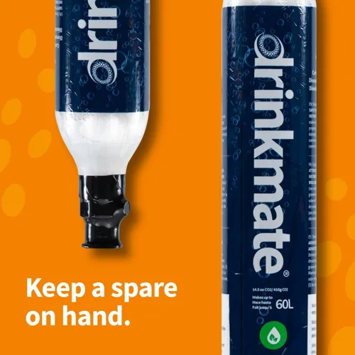 Vista 5 de Drinkmate Cilindros roscados de carbonatación de intercambio de CO2 de 60 L, compatible con SodaStream (tornillo), Aarke, Ninja Thirsti, 14.5 onzas