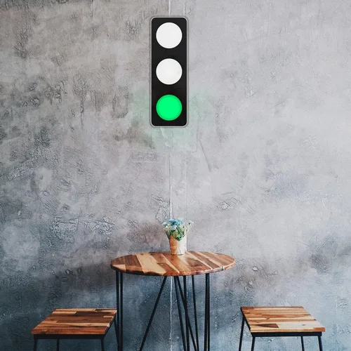 Vista 9 de BBMI Semáforo de control remoto, lámpara de pared LED roja amarilla verde, lámpara de tráfico de estilo de aluminio, DC9-12V (con enchufe).