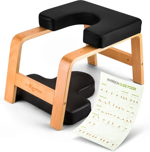 Vista 8 de BODY RHYTHM Banco de yoga para cabeza, silla de inversión para yoga, entrenador de cabeza para aliviar el estrés, mejorar el sueño y la digestión