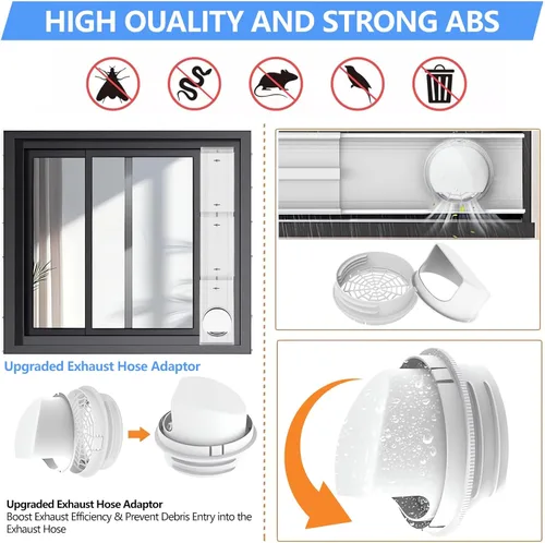 Vista 5 de Kit de ventilación portátil de ventana de CA, panel de sellado de ventana de PVC ajustable para ventanas correderas / puertas, kit de ventana