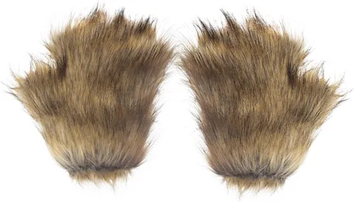 Vista 8 de Ravakeny Juego de cola de lobo y guantes, cola de zorro sin dedos, guantes de pata de lobo para Halloween, fiesta de disfraces, disfraz para niños