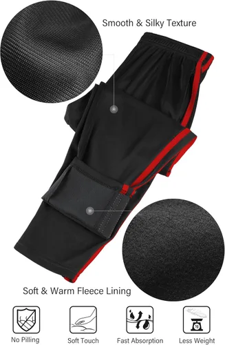 Vista 2 de Resinta Paquete de 4 pantalones deportivos con forro polar y parte inferior abierta para niños, pantalones deportivos con bolsillos y cordón