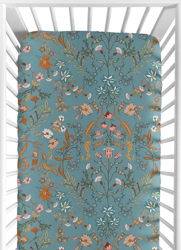 Vista 7 de Sweet Jojo Designs Orange Girl - Sábana bajera ajustable para cuna para bebé, recién nacido, habitación de bebé, colchón estándar óxido quemado