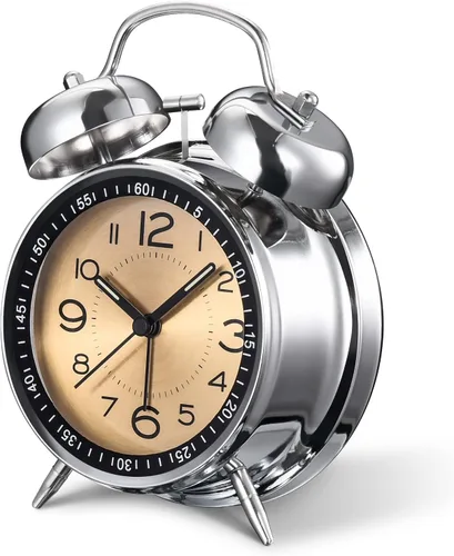 Vista 8 de Cadmos Reloj despertador con alarma fuerte para personas que duermen profundamente, diseño retro de 10 cm, silencioso, sin tic-tac, de cuarzo