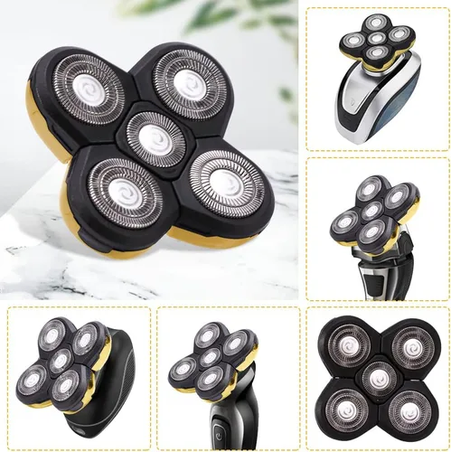 Vista 4 de Cabezales de repuesto para afeitadoras eléctricas para hombre, 5 cabezales, hoja de repuesto para barba, hoja flotante alternativa, lavable