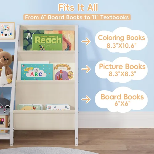 Vista 4 de HAVLOTII Estantería infantil y organizador de juguetes, estantería Montessori de 3 niveles para dormitorio, sala de juegos, guardería, aula, estante