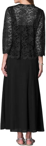 Vista 2 de Vestidos para madre de la novia con chaqueta, vestido largo formal de graduación, gasa de 2 piezas, vestidos para madre del novio