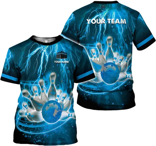 Vista 7 de Paniprints - Camisas de bolos con nombre personalizado para hombres y mujeres 3D, camisas de bolos para equipo de bolos, camisas de bolos de regalo