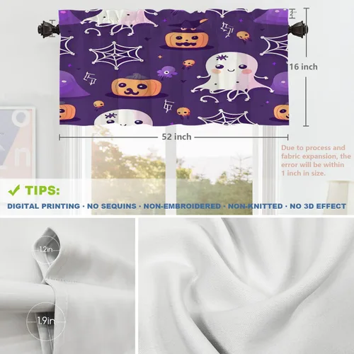Vista 359 de Shrahala Orange Autumn Autumn Blackout Curtain Tiers, Fall Kitchen Valance Light Blocking Tier Drapes with Rod Pocket, 2 Pack 26 X 24 in