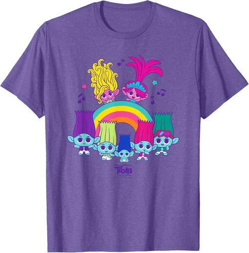 Vista 5 de Camiseta DreamWorks Trolls Band Together BroZone Poppy Viva Rainbow Negro