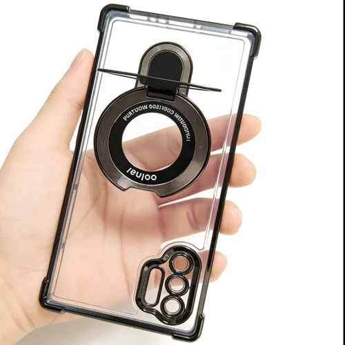 Vista 9 de Funda compatible con Samsung Galaxy S23 Carcasa rígida protectora con soporte de anillo transparente para Samsung S23, color negro