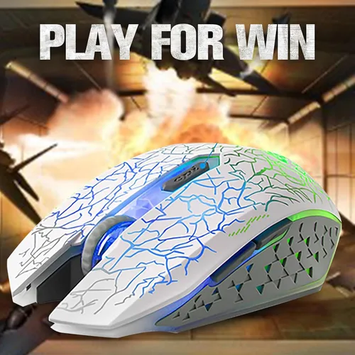 Vista 7 de VEGCOO C10 Mouse inalámbrico para juegos, mouse recargable para juegos, ratones ópticos silenciosos con receptor USB de 2.4G, 3 DPI ajustables, 7