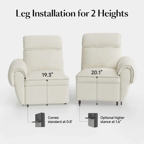 Vista 9 de ALIVING Sofá modular seccional, sofá reclinable de 3 plazas para sala de estar, blanco roto Blanco hueso