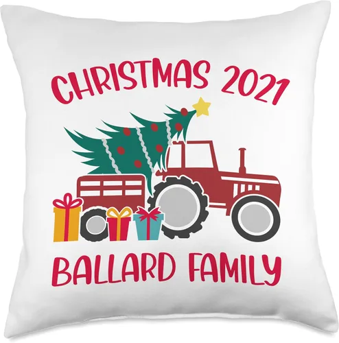 Vista 4 de Almohada de Navidad 2021 Ballard Family Matching Name Tractor Farm