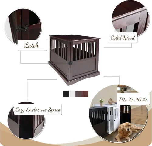 Vista 3 de Casual Home - Jaula grande de madera para mascotas New Espresso