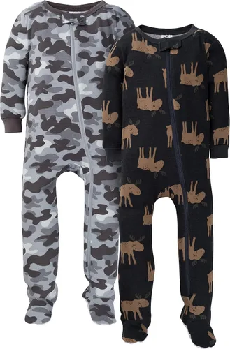 Vista 16 de Gerber Baby Boys 2-Pack Footed Pajamas Oso Verde Rayas Blancas