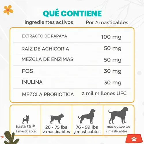 Vista 6 de Probióticos masticables para perros, 150 unidades, masticables probióticos para perros con enzimas e ingredientes naturales, apoyo para la salud