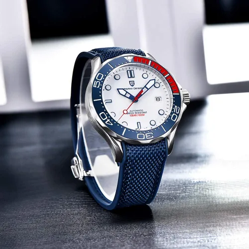Vista 3 de HaiQin Pagani Design 007-Model Automatic Diving Watches for Men Japan Movement, Stainless Steel Band, Rotating Ceramic Bezel, Sapphire Domed Mirror
